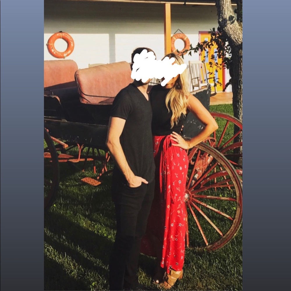 Red maxi wrap skirt